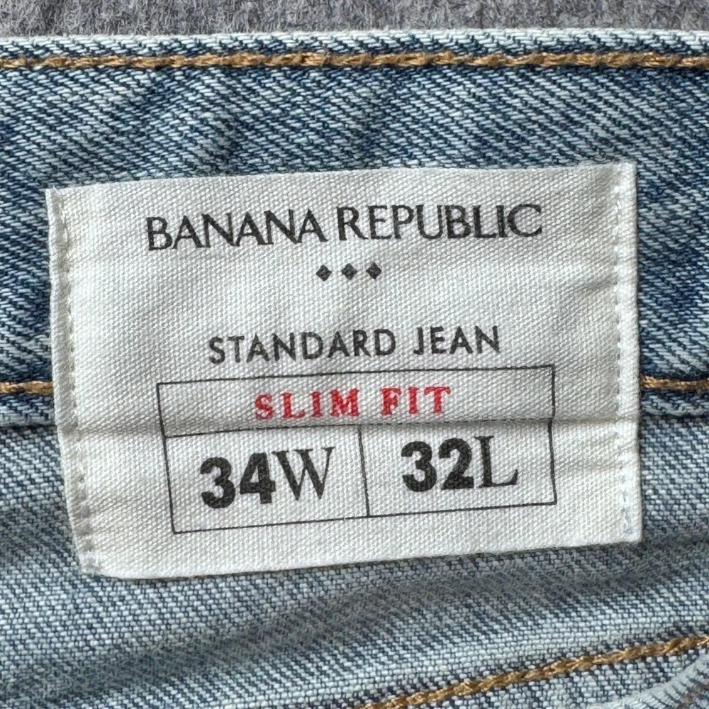 Banana Republic Mens Standard Jean Slim Fit Light Wash Blue Denim 34W 32L